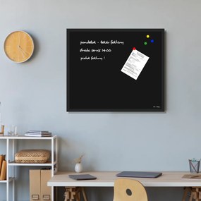 Toptabule.sk MTDRCOL5 Čierna magnetická tabuľa v čiernom drevenom ráme 120x90cm /