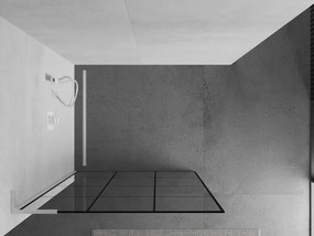 Mexen Kioto L, sprchová zástena Walk-In 100 x 200 cm, 8mm číre sklo čierny vzor, biely profil, 800-100-103-20-77