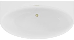 Mexen Bruna, voľne stojaca vaňa ku stene 170 x 88 cm, biela lesklá, zlatý matný prepad, 52731708800-55