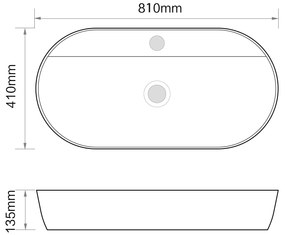 Erga Kahlani, umývadlo na dosku 810x410x135 mm, biela lesklá, ERG-V03-9486D-WH