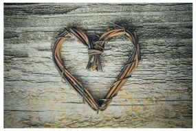 Šedá podlahová rohožka srdce z vetvičiek Heart Twig - 75 * 50 * 1cm