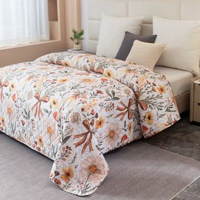 Prehoz na posteľ FLORAL RIBBON, krémový Rozmer: 170 x 210 cm