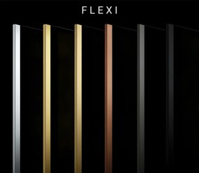 Bezrámová sprchová zástena REA FLEXI BRUSH COPPER 140 cm, meď kartáčovaná/hnedá dymová - bez vaničky