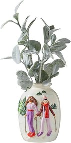 MOUNTAIN LODGE Váza lyžiari 18 cm - biela