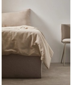 Béžová čalúnená dvojlôžková posteľ s úložným priestorom 160x200 cm Matters – Kave Home