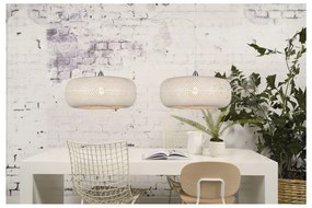Biele bambusové závesné svietidlo Good&amp;Mojo Palawan, ⌀ 60 cm