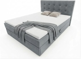 Čalúnená posteľ boxspring DIRELIS TRINITY 140x200 cm sivá Matrac: Matrac Bonell pružinový