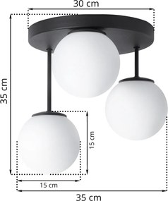 Stropné svietidlo Florence, 3x biele sklenené tienidlo, b, o