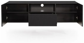 Závesný TV stolík Nicole 150 cm s otvorenou policou - čierny / čierny mat