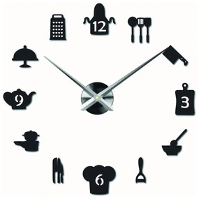 Sentop- veľké nástenné hodiny nalepovacie do kuchyne i čierne SZ066