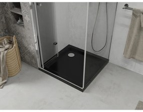 Mexen Lima, sprchový kút 90 (dvere) x 90 (stena) cm, 6mm číre sklo, chrómový profil + SLIM sprchová vanička čierna 5cm s chrómovým sifónom, 856-090-090-01-00-4070