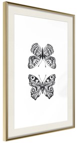 Artgeist Plagát - Two Butterflies [Poster] Veľkosť: 40x60, Verzia: Zlatý rám s passe-partout
