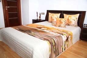 Štýlový prehoz na posteľ rozkvitnutá japonská čerešna sakura na béžovom podklade