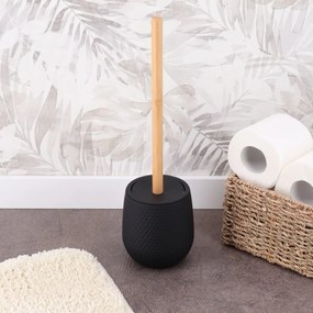 Sada kúpeľňových doplnkov Tova, čierna/s drevenými prvkami