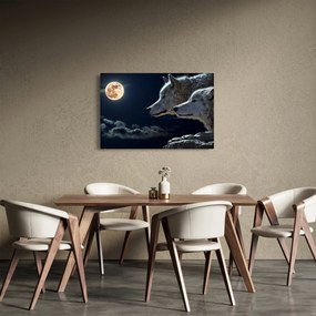 Obraz vlkov vyjúcich na mesiac (90x60 cm)