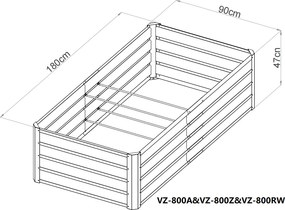 Vyvýšený záhradný záhon BestBerg VZ-800RW / 800 l / 180 x 90 x 47 cm / dekor dreva