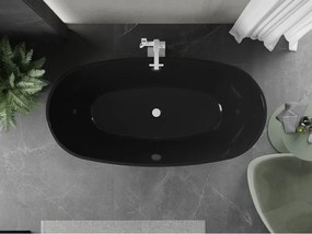 Mexen Eris, voľne stojaca vaňa 170 x 80 cm, čierna,  biely prepad, 53441708070-20