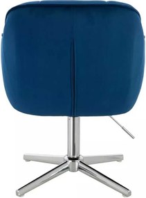LuxuryForm DESIGN Stolička AVOLA VELUR na striebornom kríži - modrá