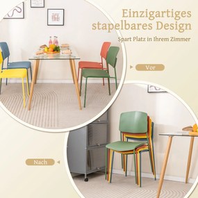 Jedálenská stolička Sada 4 stoličiek Kuchynské stoličky s operadlom Stohovateľné kuchynské stoličky farebné Barva: Čierna