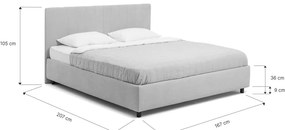 Sivá čalúnená dvojlôžková posteľ s úložným priestorom s roštom 160x200 cm Myra Slim Line – Bonami Selection