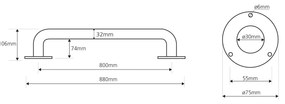 Sapho Sapho, HANDICAP madlo 800mm, nerez lesk, XH514