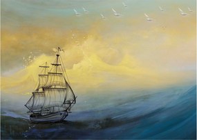 Obraz - Maľba lode na mori (70x50 cm)