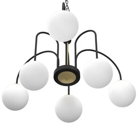 Luster na reťazi CAMBRIDGE 6xE14/60W/230V čierna/mosadz