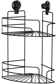 Rohová kúpeľňová polica, dvojitá, čierna