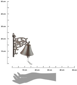 Záhradný zvonček Rose, 19x17 cm, liatina, hnedá