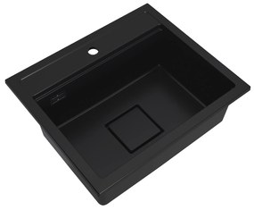Gamma Quadro 5850, 1-komorový granitový drez 580x495x220 mm, čierna, GMA-ZLE000229
