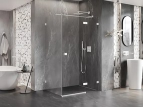 Mexen Lunar T, výklopný sprchový kút pravý 100 x 110 cm, 8mm číre sklo, biely profil, 834T-100-110-20-00-P