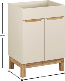 Comad Kúpeľňová skrinka pod umývadlo Bali Cashmere 60 kašmír/dub wotan