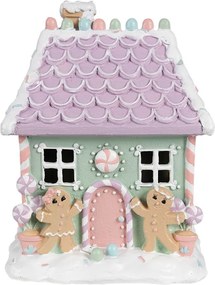 Zeleno-fialová perníková chalúpka Gingerbread House - 17 * 14 * 21 cm