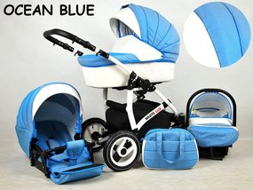 Detský kočík Rafpol White Lux - Ocean Blue (3-kombinácia)