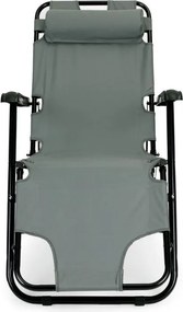 Ležadlo s opierkou hlavy, skladacia konštrukcia, sivé