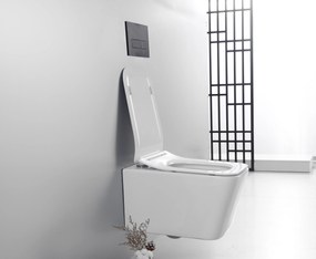 CERANO - Závesná WC misa Forte + UF sedátko, Rimless - biela lesklá, CER-CER-538747