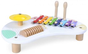 Drevený stôl s hudobnými nástrojmi Ecotoys biely