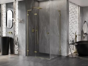Mexen Lunar, L sklápací sprchový kút ľavý 95 x 90 cm, 8mm číre sklo, zlatý profil, 834L-095-090-50-00-L