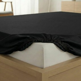 Kvalitex Saténové prestieradlo s gumou čierna, 80 x 200 cm