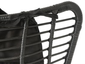 Kreslo s podnožkou HWC-G17b, polyratan - antracit, vankúš antracit