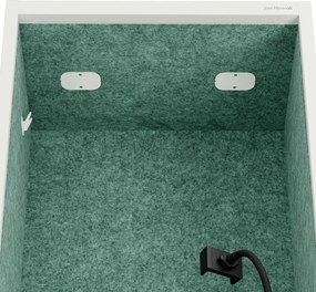 Akustická kabína SALLY MentalBox 600 mm – biely korpus, zelené sedadlo