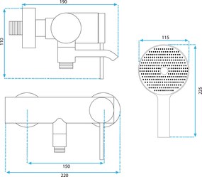 Rea Clif, vaňová batéria s ručnou sprchovou súpravou, zlatá matná, REA-B4242