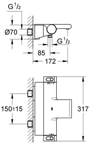 GROHE Grohtherm 2000 - Termostatická vaňová batéria, chróm 34464001