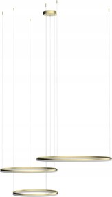 Mosadzná závesná lampa zakončená 3 kruhmi s reguláciou farby Halo diaľkový ovládač