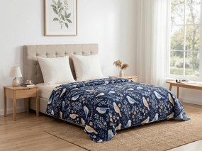 Prehoz na posteľ DENIM BIRDS, modrý Rozmer: 170 x 210 cm