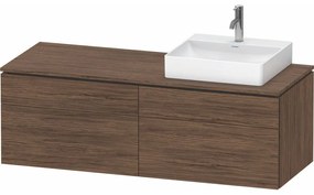 DURAVIT L-Cube závesná skrinka pod umývadlo na dosku (umývadlo vpravo), 4 zásuvky, 1420 x 550 x 482 mm, orech tmavý, LC4870R21210000