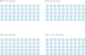 Akvarelové hviezdy svetlomodré 50 ks textilné znovu prilepiteľné nálepky na stenu 50 ks 4x4 cm