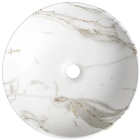 Sapho Sapho, RONDANE keramické umývadlo na dosku priemer 41cm, bianco carrara, AR435BC