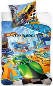 Carbotex Bavlnené obliečky 140x200 + 70x90 cm - Hot Wheels "Let´s Race"