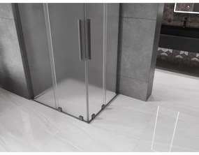 Mexen Velar L Duo, sprchový kút s posuvnými dverami 100 x 90 cm, 8mm sklo námraza, brúsený grafit, 871-100-090-02-33-95